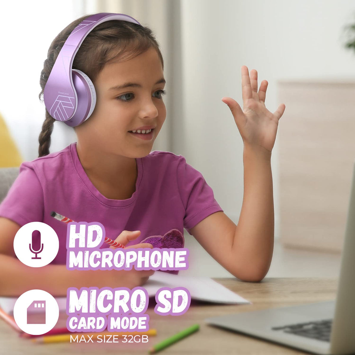 PowerLocus Kids Headphones-comfort-earmuffs with soft padding for long sessions.