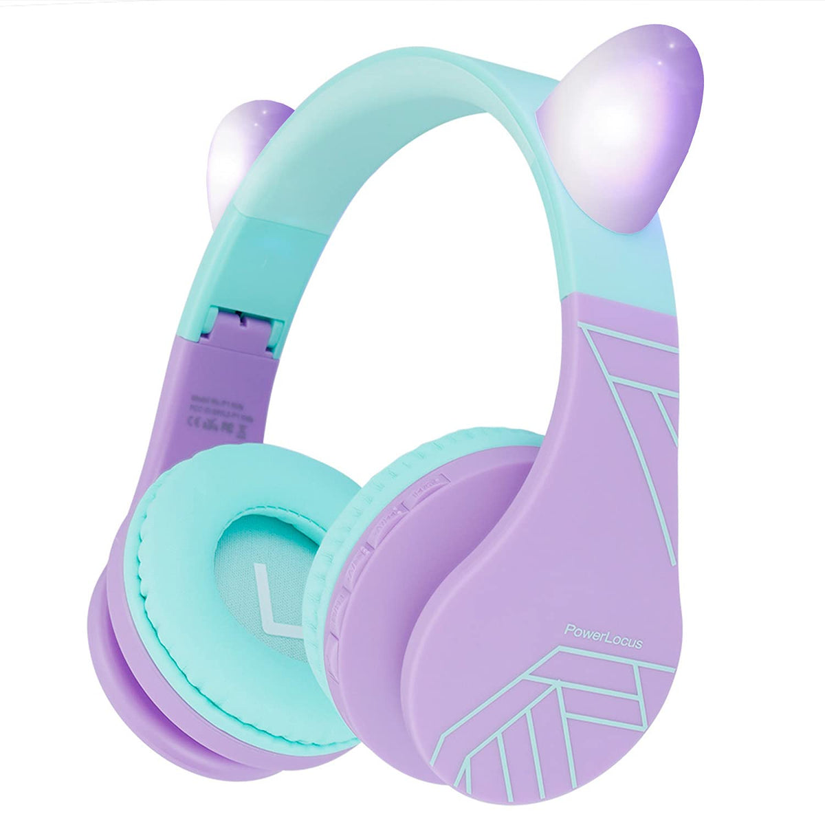PowerLocus kids headphones folded for travel and storage