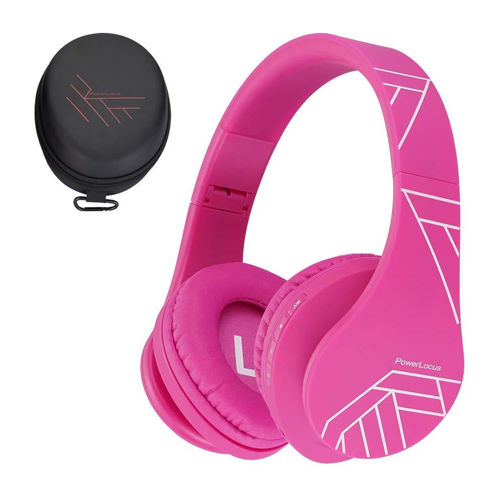 PowerLocus Kids Headphones folded in a protective carry case for travel.