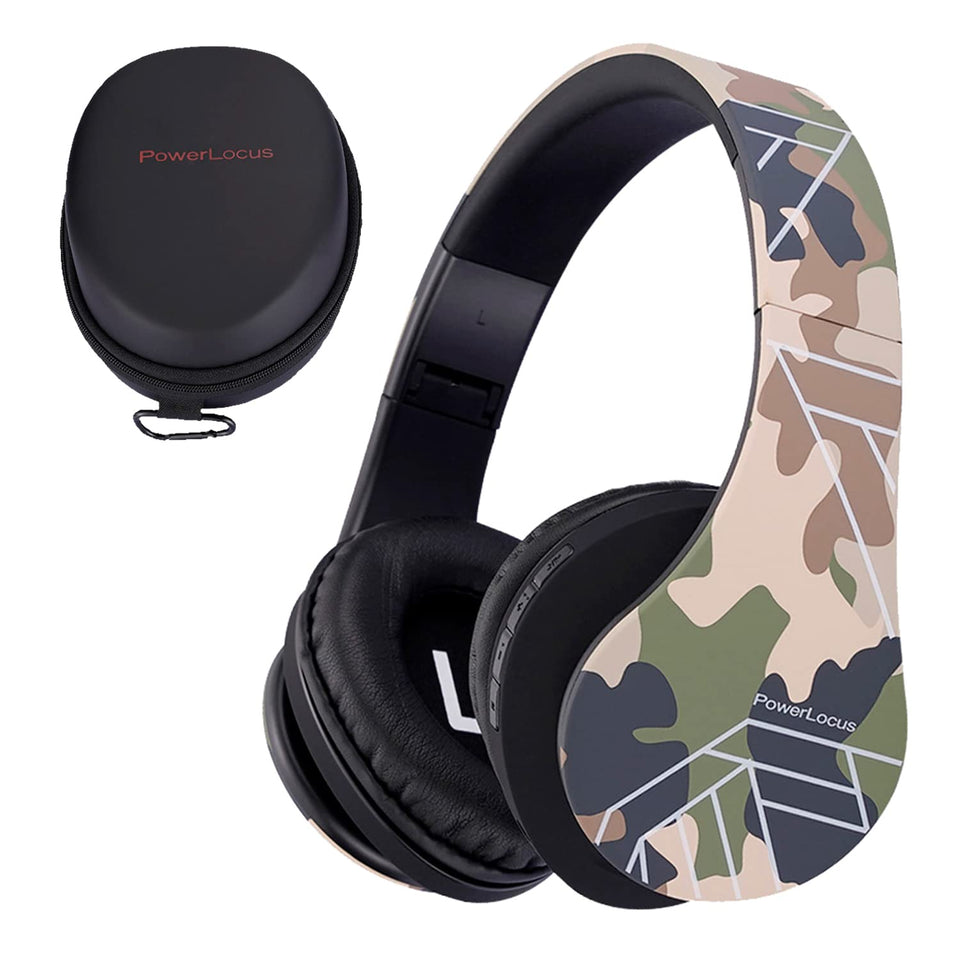 PowerLocus Kids Headphones folded with sturdy carry case for travel