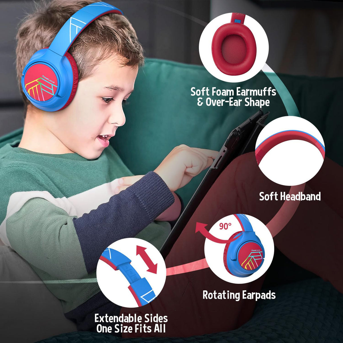 PowerLocus foldable headphones fit easily into bags for travel