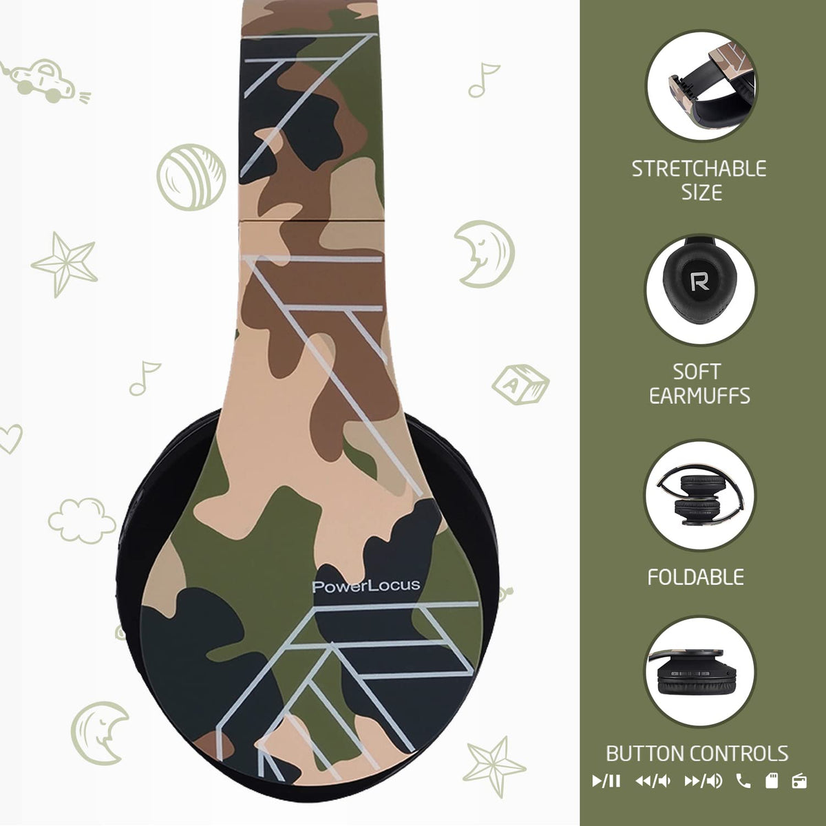 PowerLocus Kids Headphones microphone ready for online classes