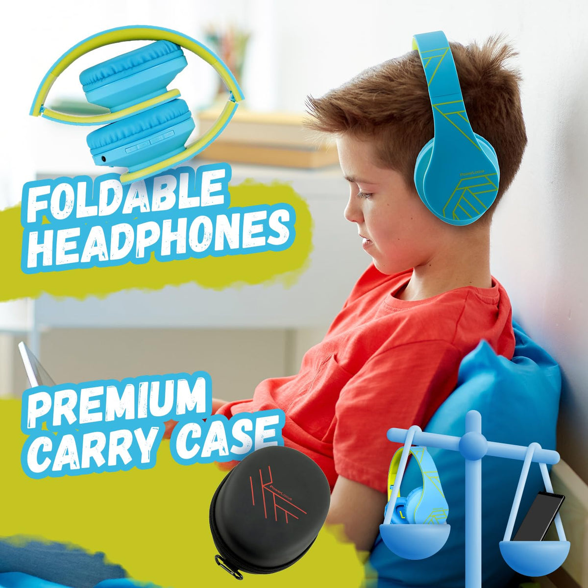 PowerLocus Kids Headphones micro SD slot for offline listening