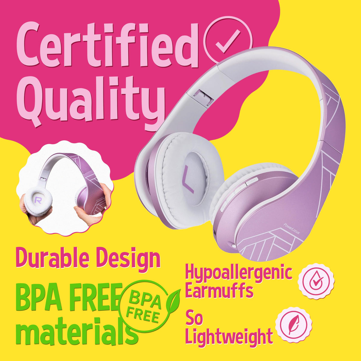 PowerLocus Kids Headphones-micro-sd mode supports playback from up to 32GB.