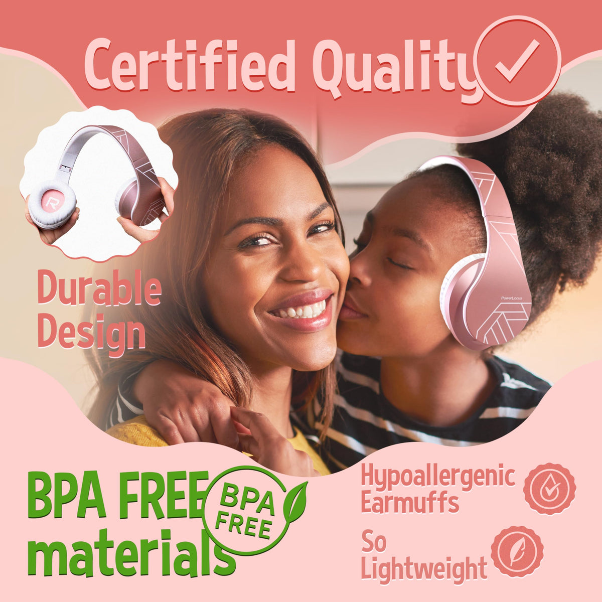 PowerLocus Kids Headphones microphone enables online class discussions and calls.