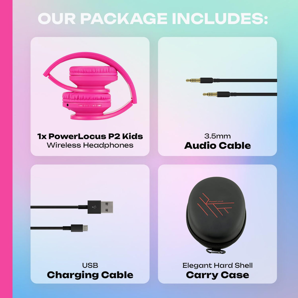 PowerLocus Kids Headphones 85dB limit for safer listening.