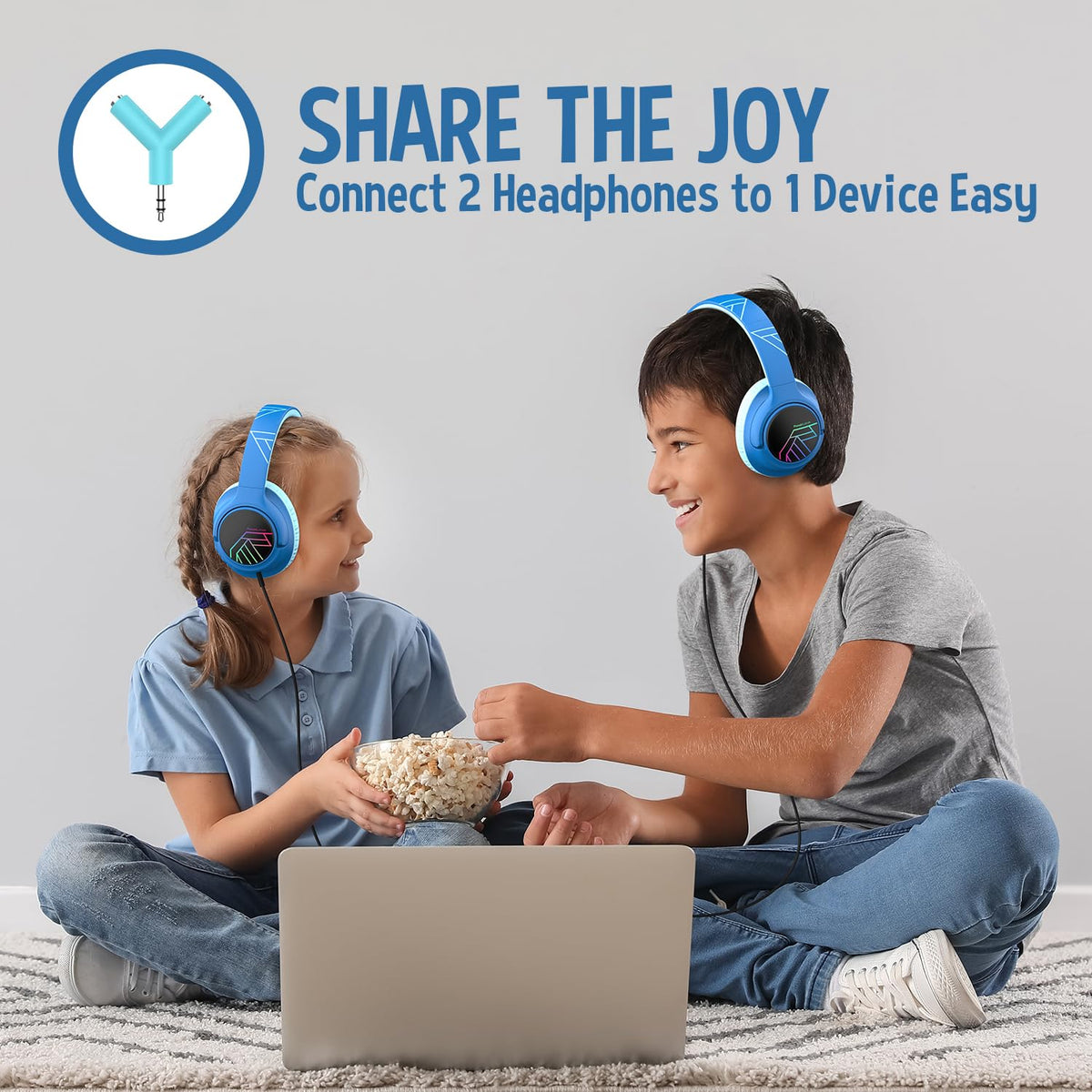 PowerLocus Headphones Y-plug share cable for two devices