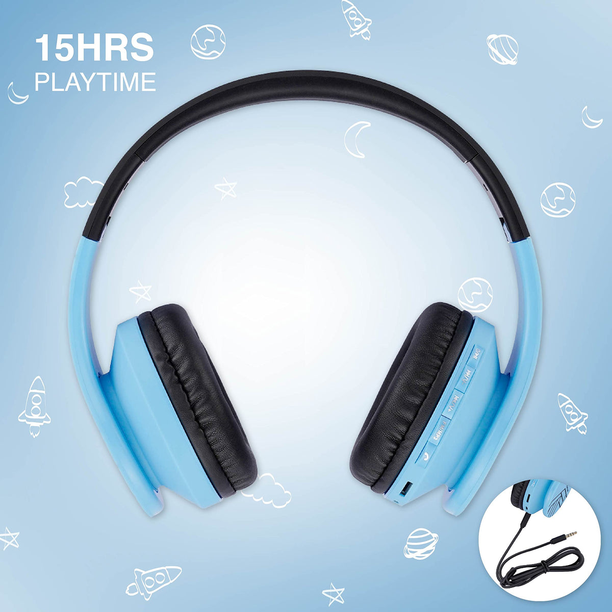 PowerLocus over-ear headphones with soft cushions for comfortable long study sessions