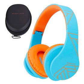 PowerLocus P2 kids headphones folded in a protective case for travel