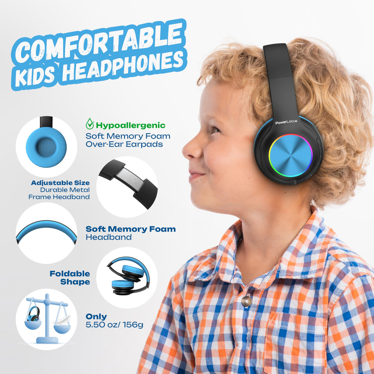 PowerLocus PLED Adjustable headband provides secure fit for growing kids