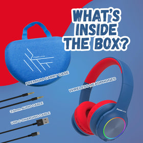PowerLocus PLED headphones include an AUX cable for wired listening.
