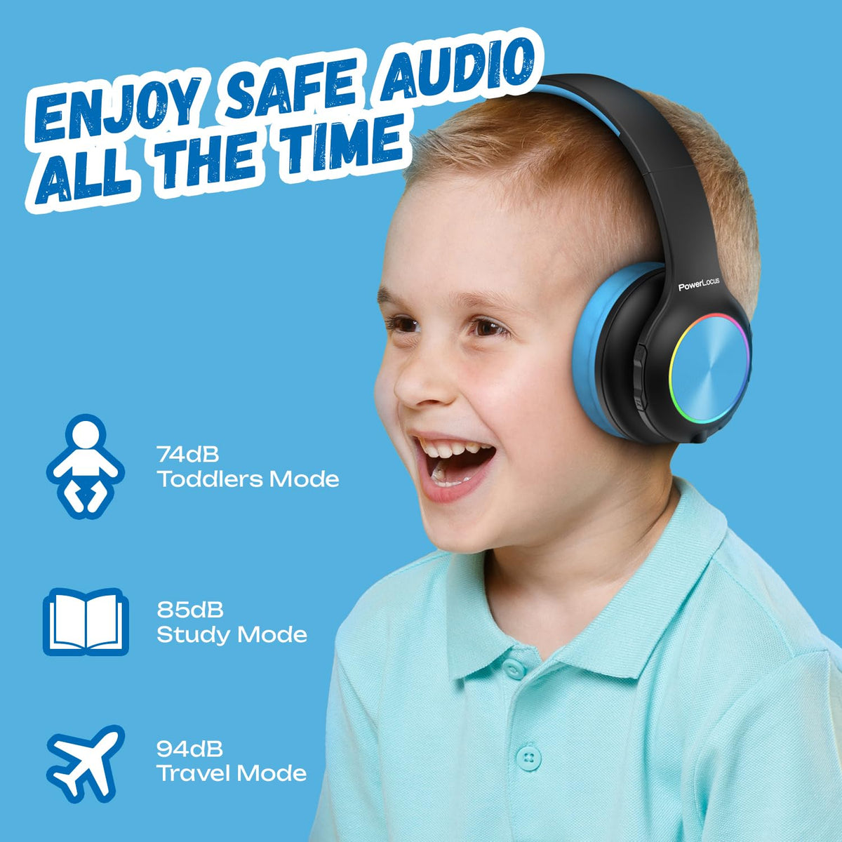 PowerLocus PLED Headphones foldable design fits compact bags for travel