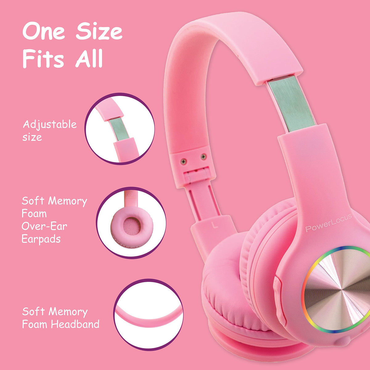 PowerLocus PLED kids headphones foldable design for easy travel