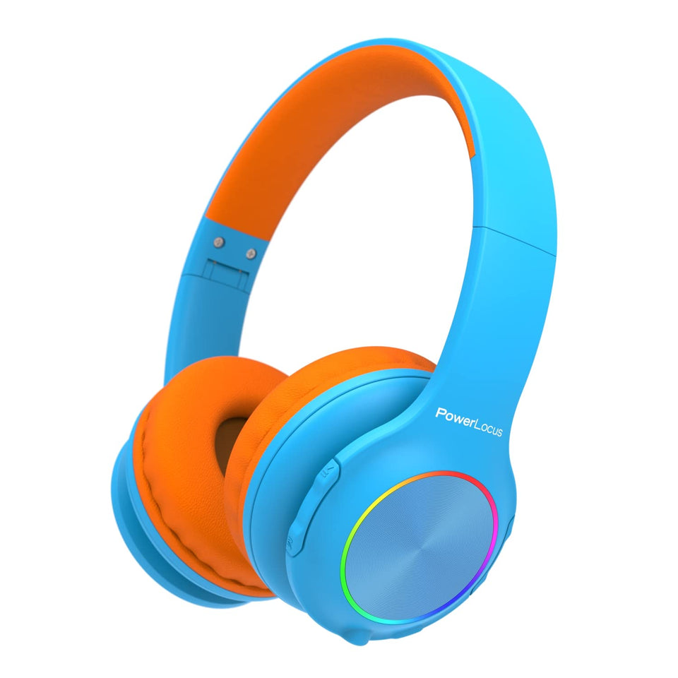 PowerLocus PLED kids headphones with LED lights pulse to the beat