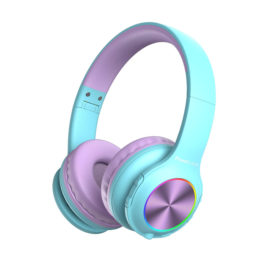 PowerLocus PLED headphones LED lights for engaging kids' music time.
