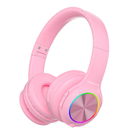 PowerLocus PLED kids headphones with LED lights for vibrant playtime on the go