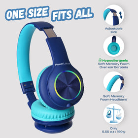 PowerLocus PLED kids headphones with Micro SD slot for offline listening on the go