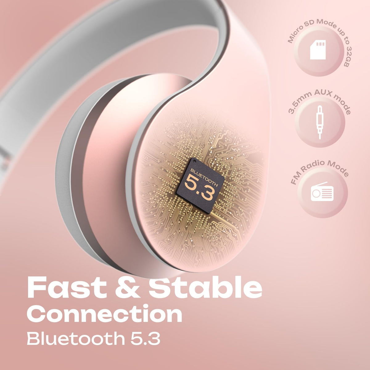 PowerLocus Rose Gold 40mm drivers deliver rich, vivid sound