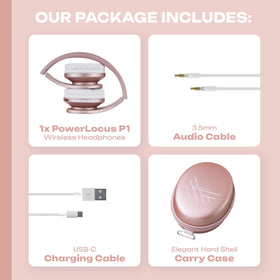 PowerLocus rose gold headset for versatile multimedia use