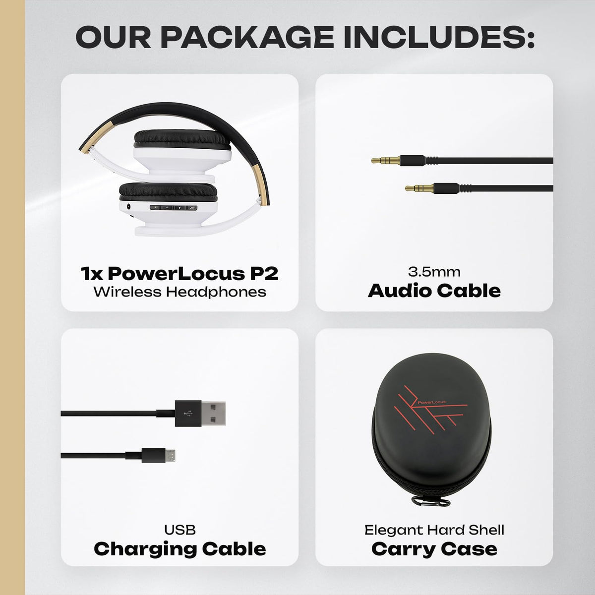 PowerLocus wired mode with 3.5mm cable for uninterrupted listening when battery low