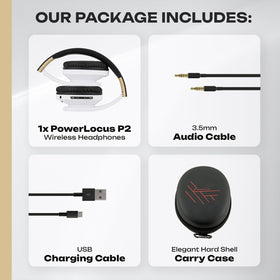 PowerLocus wired mode with 3.5mm cable for uninterrupted listening when battery low