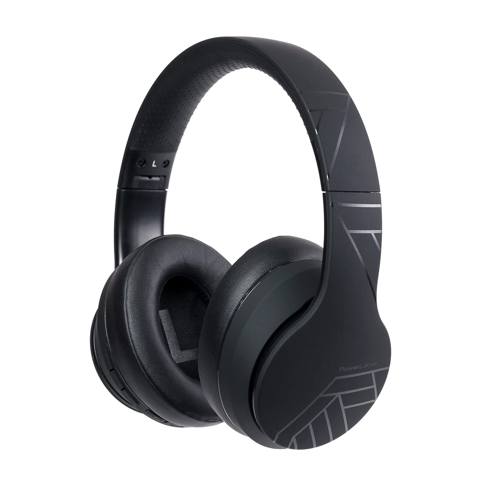 PowerLocus wireless headphones over-ear pairing with devices for seamless connection.