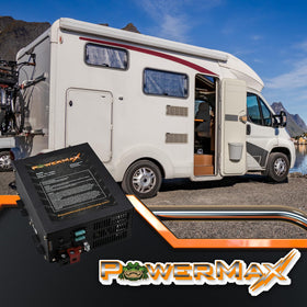 PM3-45 RV battery setup illustrating on-board charging and readiness.