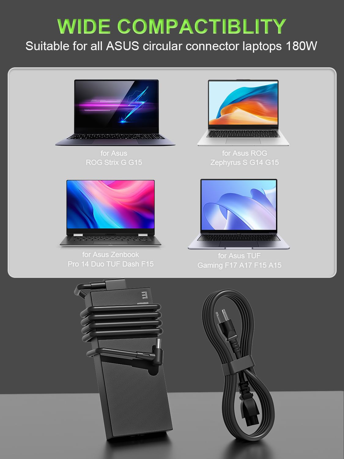PowerPortnerLink 180W charger in packaging for travel and office setups.