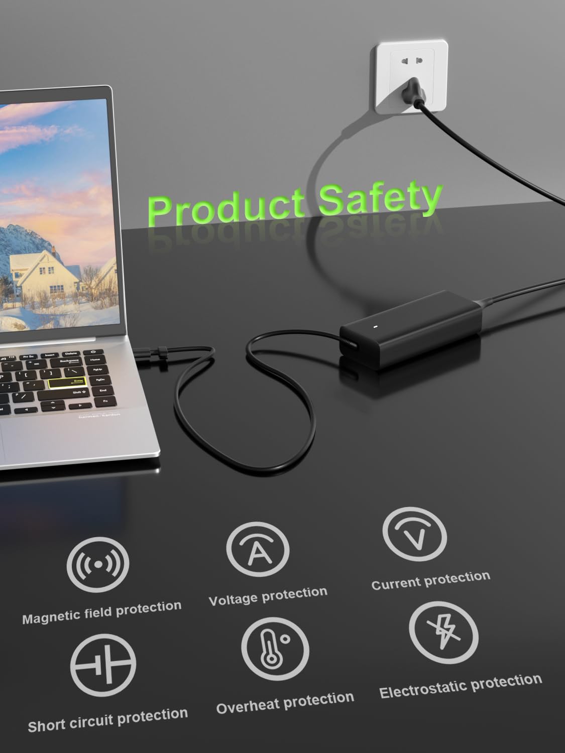 PowerPortnerLink 65W USB-C charger showing long reach cable.