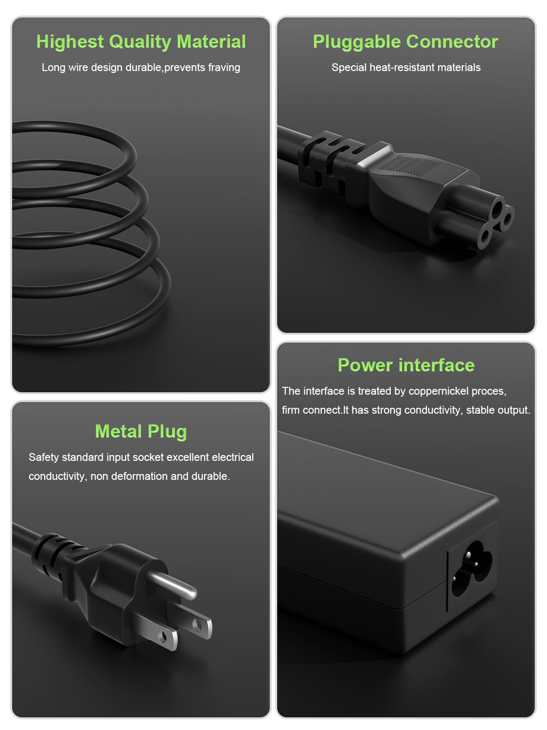 PowerPortnerLink detachable US power cord for flexible setup