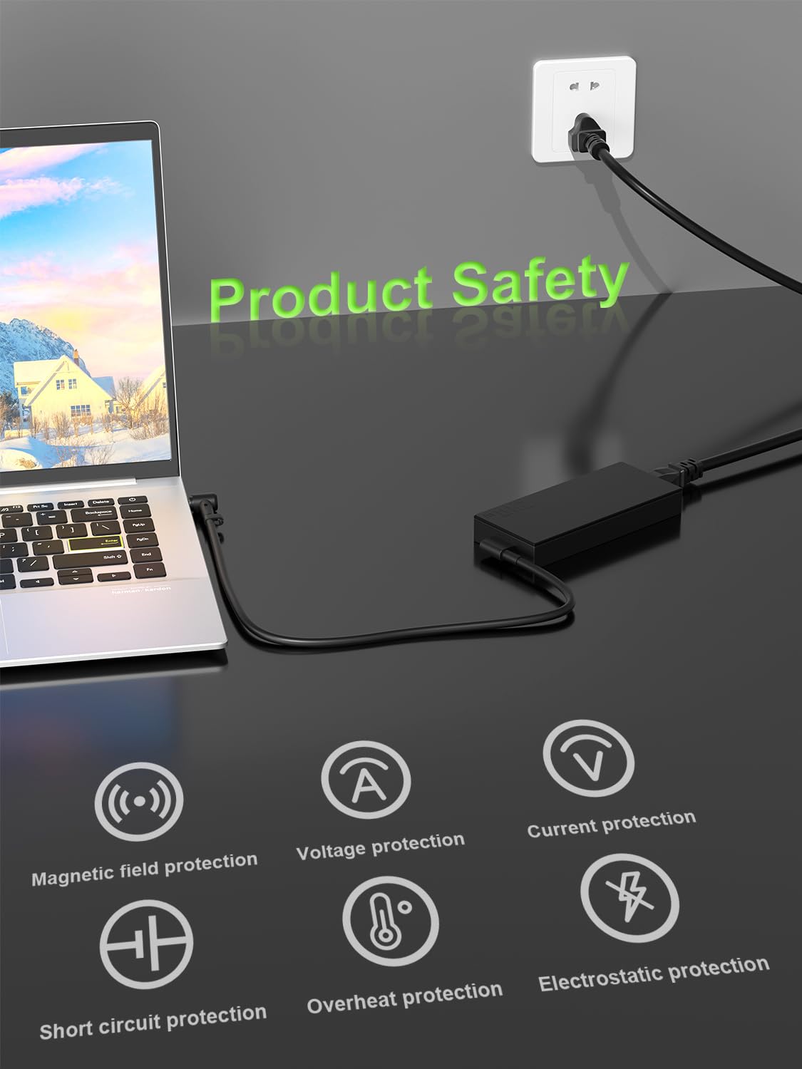 PowerPortnerLink heat-resistant casing label, emphasizes safety and overheat protection