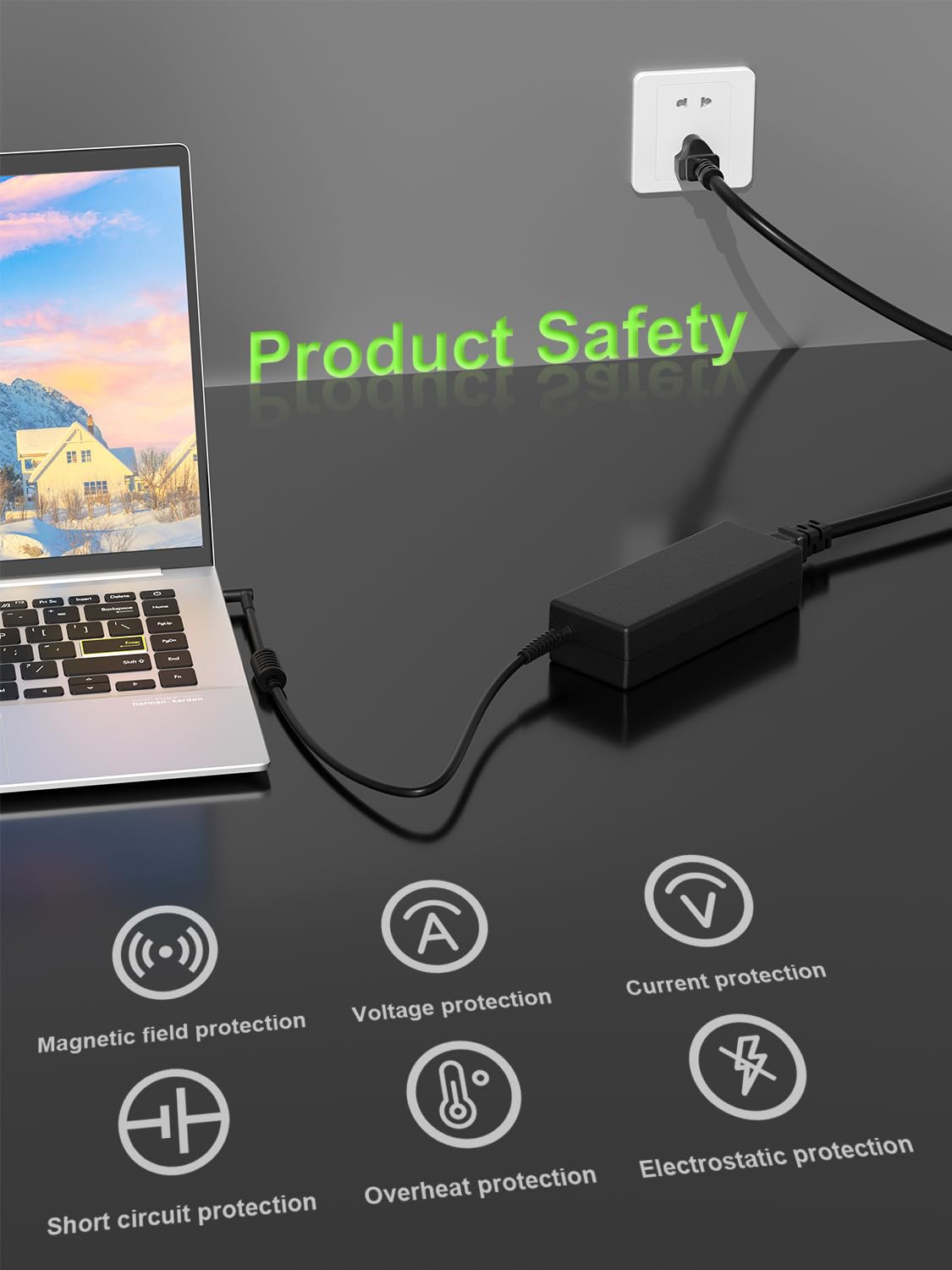 PowerPortnerLink safety features icon emphasizing smart chip and LBS protection.