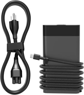 PowerPortnerLink Slim 65W charger front view shows compact travel design.