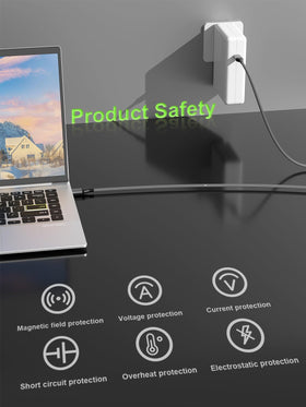 PowerPortnerLink in travel bag with laptop showing compact, carry-on friendly design
