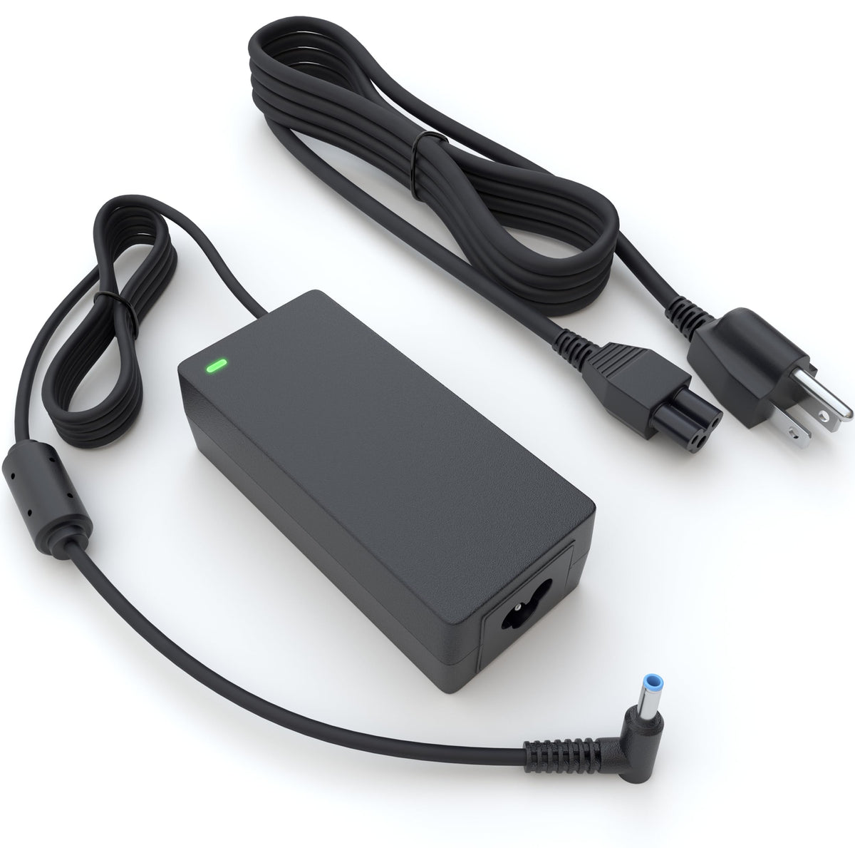 PowerSource front view of adapter packaging showing compact design and benefits