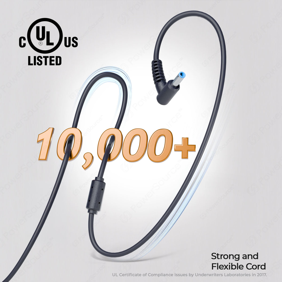 PowerSource adapter plugged into laptop on desk demonstrating everyday use