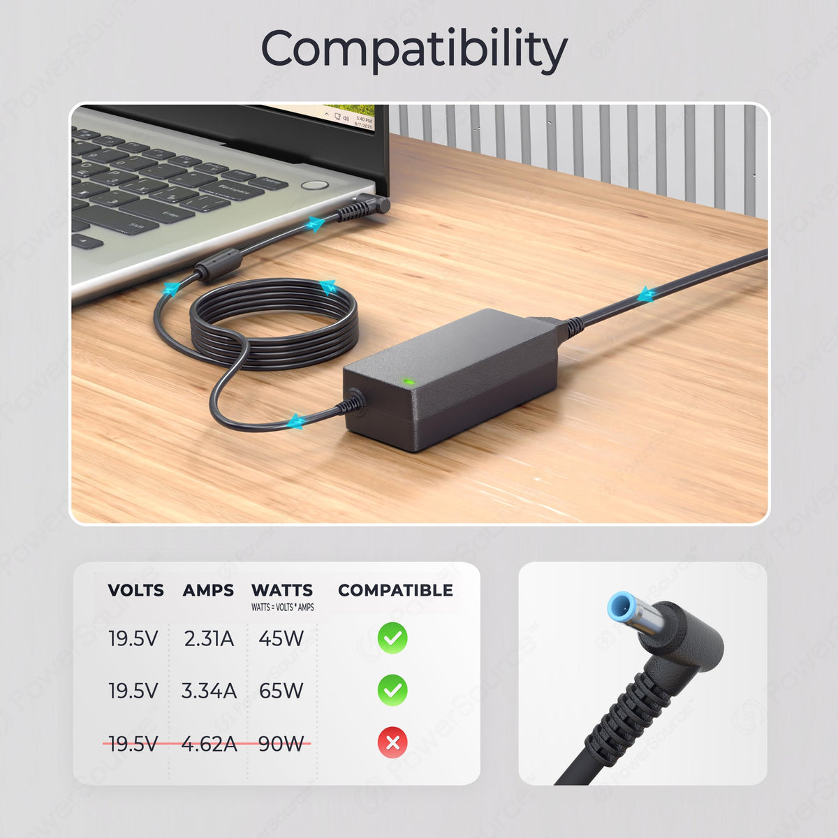 PowerSource adapter with long cable showing 14ft reach for flexible placement