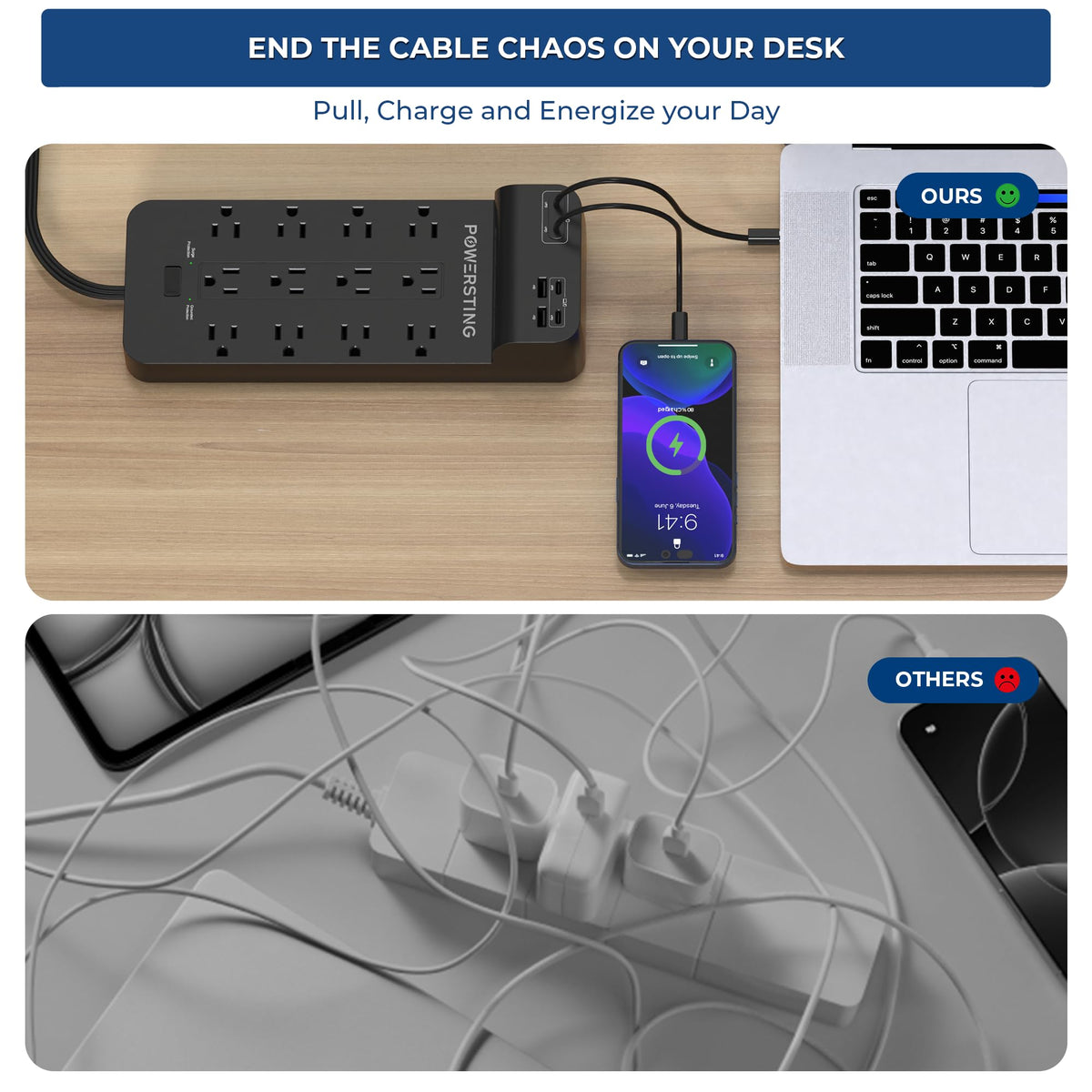POWERSTING dorm-room power center organizes daily charging in dorms.