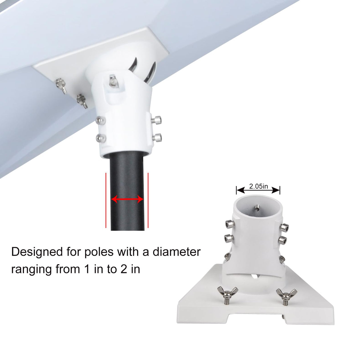 PowGrow close-up of tilt joint showing adjustment and durable construction