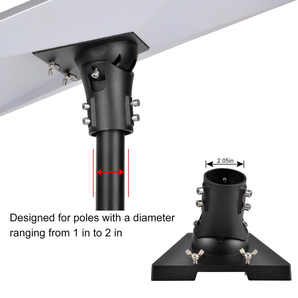 PowGrow close-up of adjustment mechanism showing locking screws for precise aiming