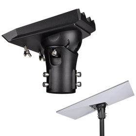 PowGrow front view of adapter mounted with Starlink dish showing secure attachment and versatility