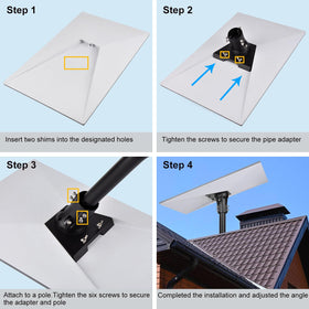 PowGrow clamp detail on 1–2 inch pole showing firm grip and stable installation