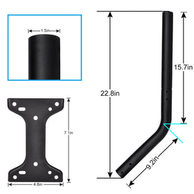 PowGrow pole connection with scale comparison showing fit to 1.5‑inch pipe