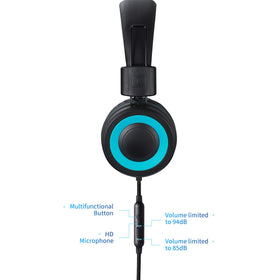 POWMEE M3 kids headphones 1.3m nylon braided cord resists tangling.