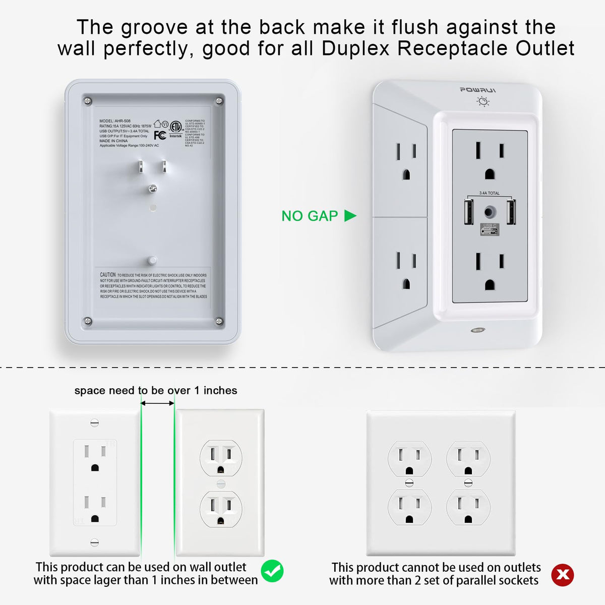 POWRUI surge protector with 1680J for reliable device protection and safer plug-ins