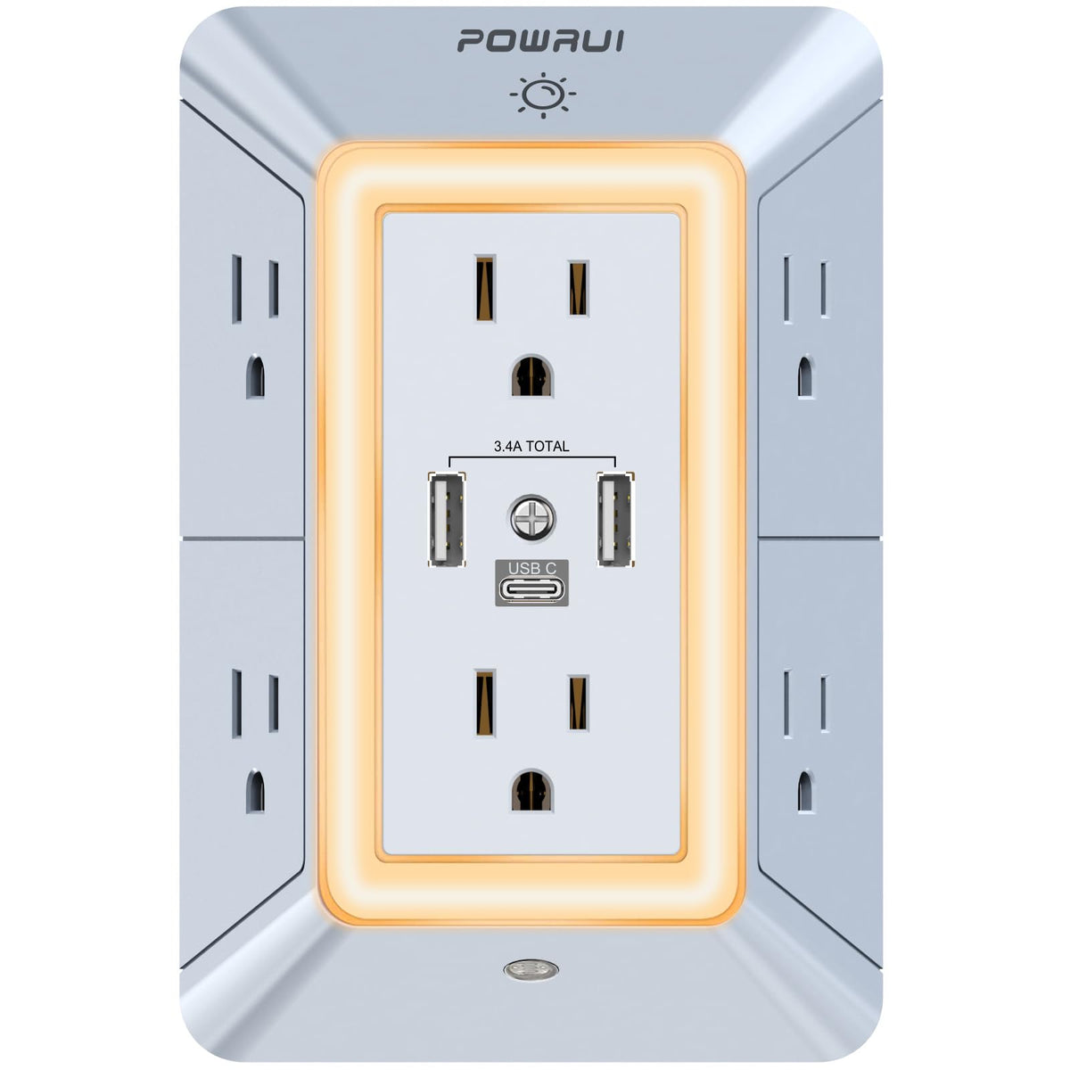 POWRUI six-outlet USB wall charger powers multiple devices with organized clutter-free outlets