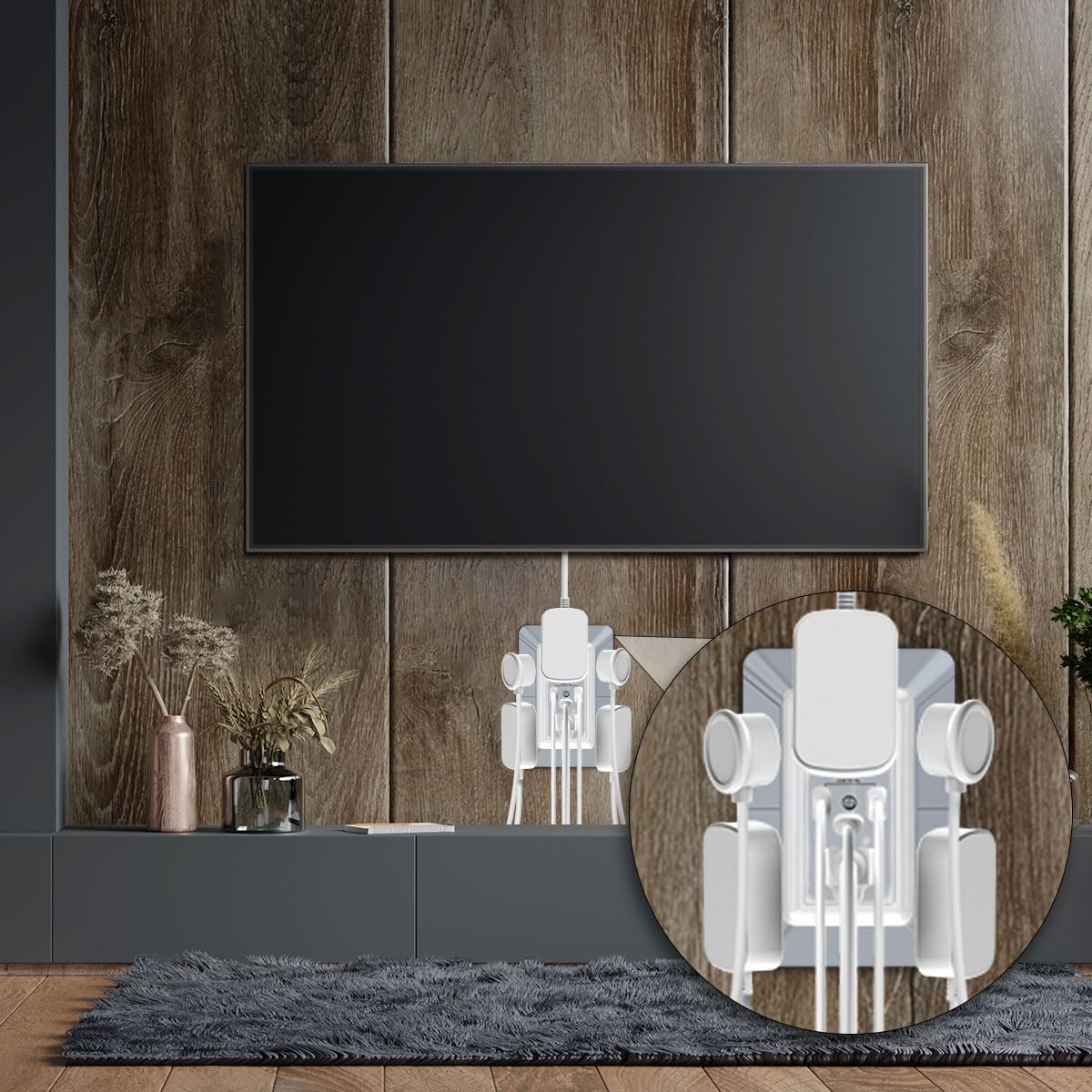 POWRUI three-sided design saves space and fits crowded outlets in homes and offices