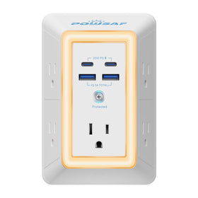POWSAF 3-sided design offers easy outlet access in tight spaces.