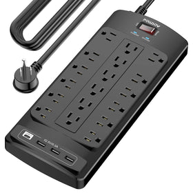 POWSAV front panel displaying 18 outlets and widespread spacing for many plugs