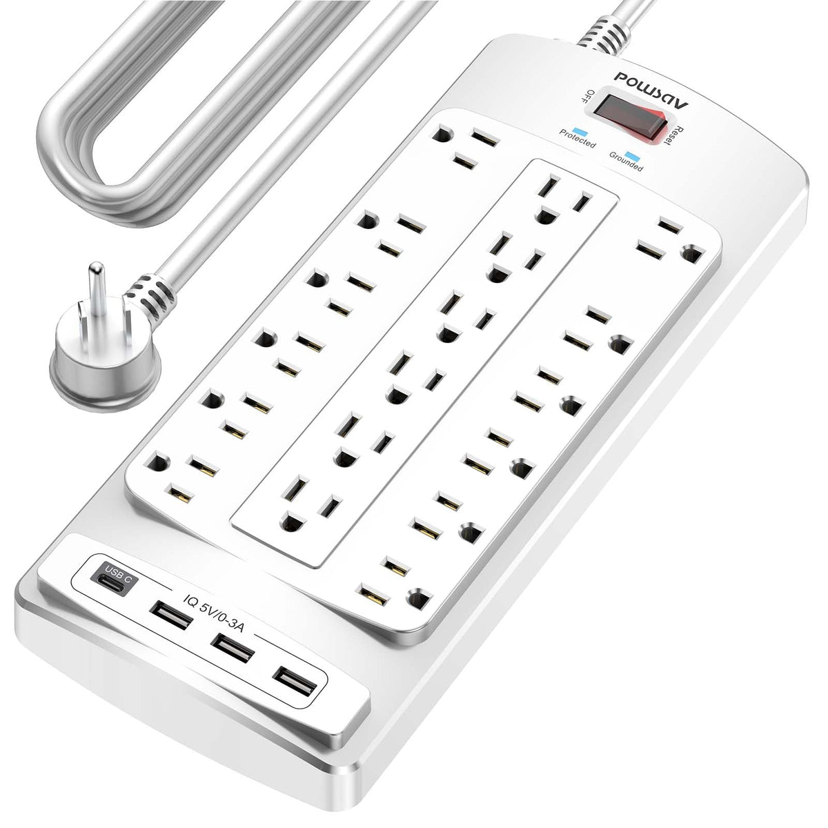 POWSAV front view showing 18 outlets for high-capacity power distribution